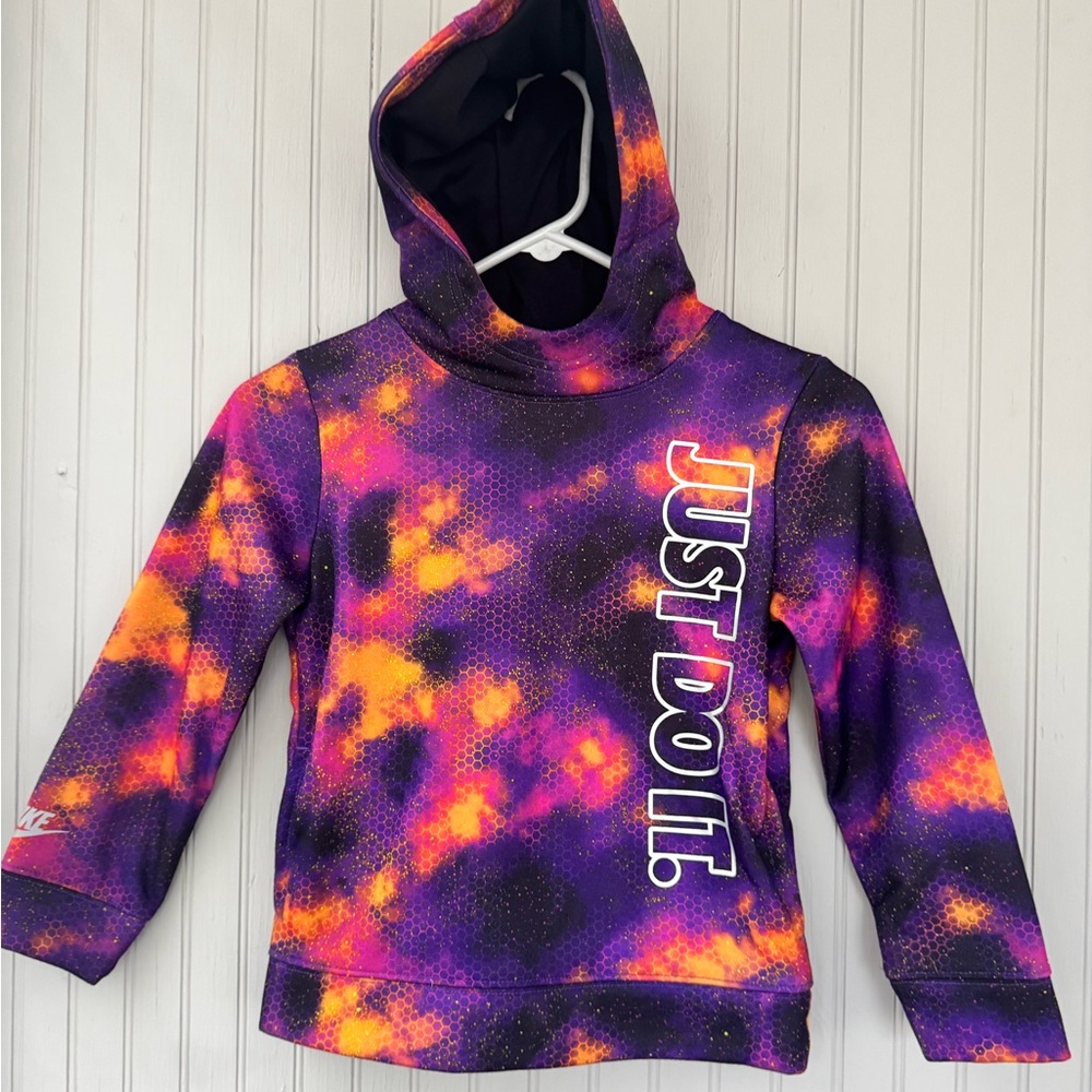 Nike Kids virtual cloud AOP Hoodie in Purple and Orange reflective